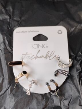 Icing Stackable EarRing Cuff Set - Gold, Silver, Gunmetal